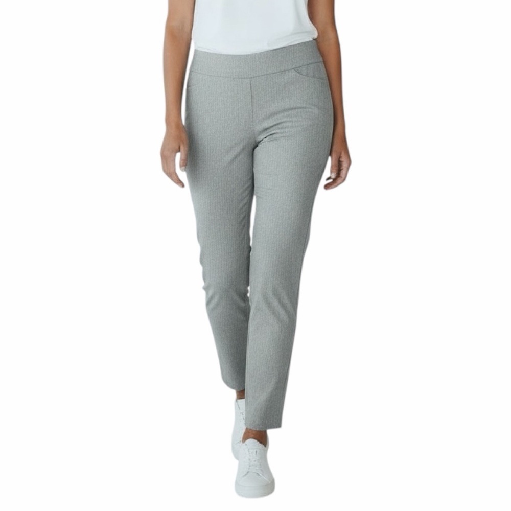 Hilary Radley Women's Ankle Dress Pants S Gray Pull On Stretch Mid Rise Career